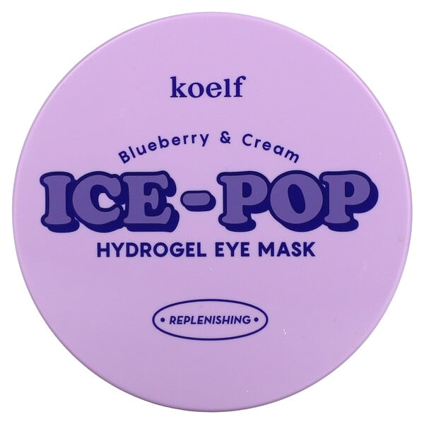 Koelf‏, Ice-Pop Hydrogel Eye Mask, Blueberry & Cream, 30 Pairs