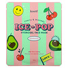 Koelf, Ice-Pop Hydrogel Beauty Face Mask, Cherry & Avocado, 5 Sheets, 30 g Each