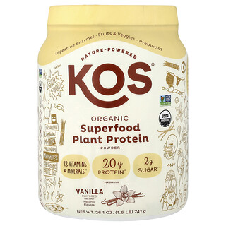 KOS, Biologisch superfood plantaardig eiwitpoeder, vanille, 741 g (1,6 lb)