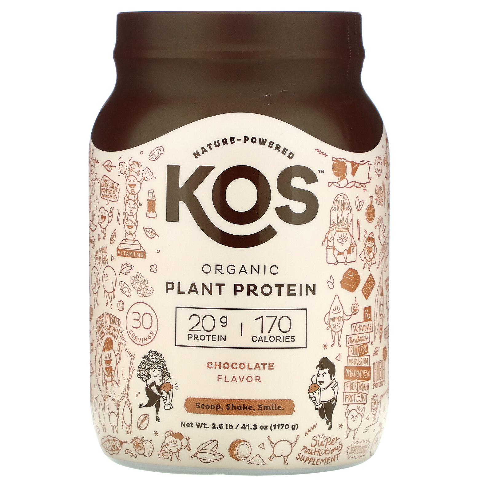 KOS, Organic Plant Protein, Chocolate, 2.6 lb (1,170 g) - iHerb