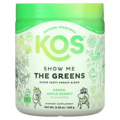 

KOS Show Me The Greens супервкусная вегетарианская смесь сорбет из зеленого яблока 266 г (9 38 унции)