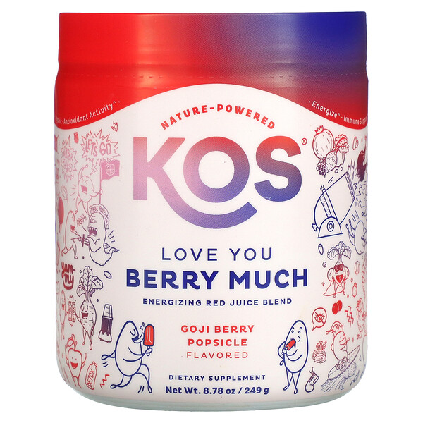 KOS, Love You Berry Much, Energizing Red Juice Blend, Goji Berry Popsicle, 8.78 oz (249 g)