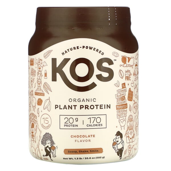 KOS‏, Organic Plant Protein, Chocolate, 1.3 lb (585 g)