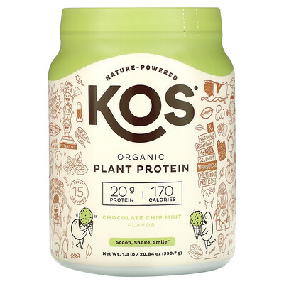 

KOS Органический растительный протеин шоколадная крошка и мята 590 7 г (1 3 фунта)