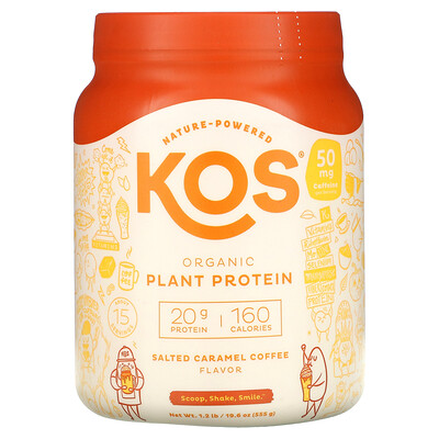 KOS Organic Plant Protein, Salted Caramel Coffee, 1.2 lb (555 g)