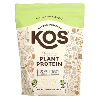 

KOS Органический растительный протеин, шоколадная крошка и мята, 546 г (1,2 фунта)