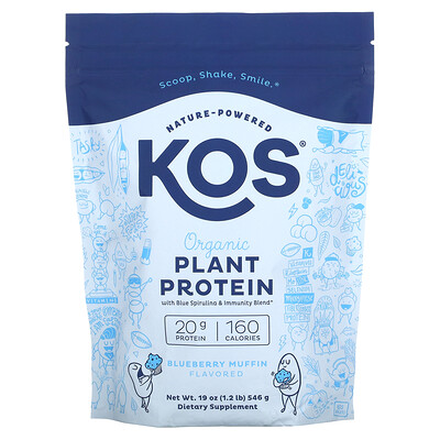 KOS Органический растительный протеин кексы с голубикой 546 г (1 2 фунта)