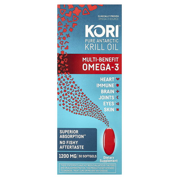 Kori Pure Antarctic Krill Oil, Multi-Benefit Omega-3, 30 Softgels