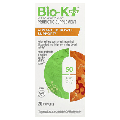 Product Image for Bio-K+, Probiotic Supplement, Advanced Bowel Support, 20 Capsules