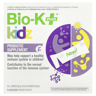 Bio-K+, Kidz, Probiotic Supplement, Age 2+, Flavourless, 28 Packets, 0.04 oz (1 g) Each