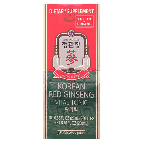 JungKwanJang, Korean Red Ginseng Vital Tonic, 10 Flaschen, je 20 ml (0,68 fl. oz.)