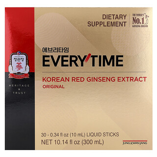 JungKwanJang, Extrait de ginseng rouge de Corée, Everytime, Original, 30 bâtons liquides, 10 ml chacun