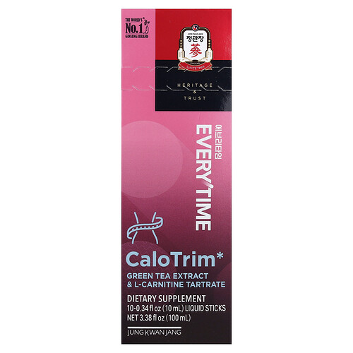 JungKwanJang, Everytime CaloTrim, Green Tea Extract & L-Carnitine Tartrate, Grüner-Tee-Extrakt und L-Carnitin-Tartrat, 10 Flüssigsticks, je 10 ml (0,34 fl. oz.).