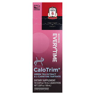 JungKwanJang, Everytime CaloTrim, Green Tea Extract & L-Carnitine Tartrate, Grüner-Tee-Extrakt und L-Carnitin-Tartrat, 10 Flüssigsticks, je 10 ml (0,34 fl. oz.).