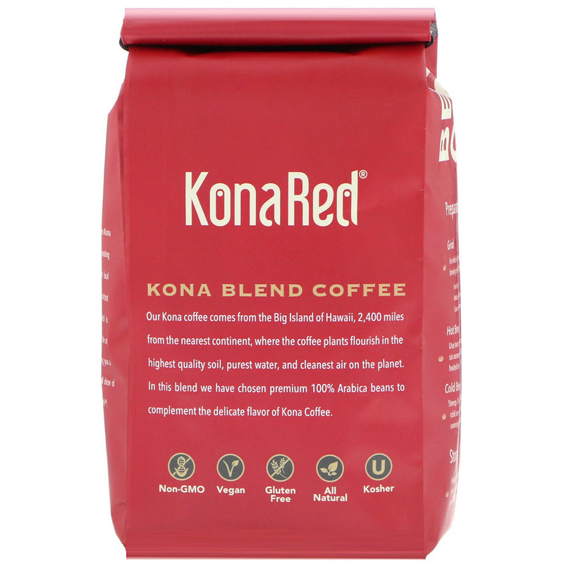 KonaRed, Kona Blend Coffee, Medium Roast, Whole Bean, 12 oz (340 g) iHerb