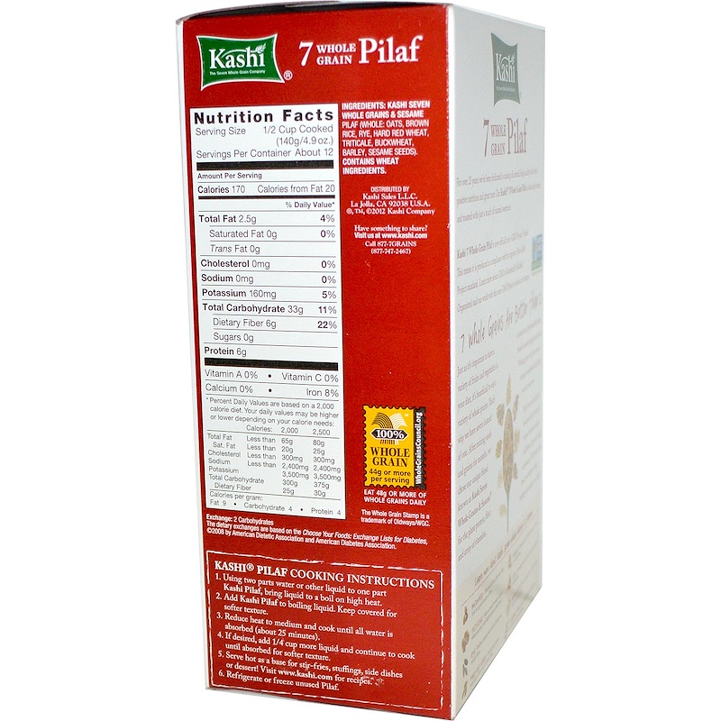 Kashi, 7 Whole Grain Pilaf, 3 Packets, 6.5 oz (184 g) Each iHerb