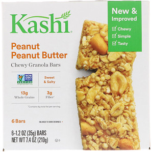 Отзывы о Каши, Chewy Granola Bars, Peanut Peanut Butter, 6 Bars, 1.2 oz (35 g) Each