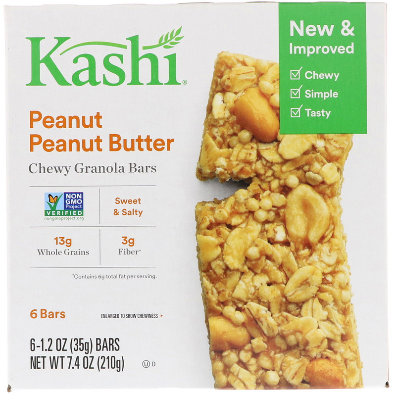 Kashi, Chewy Granola Bars, Peanut Peanut Butter, 6 Bars, 1.2 oz (35 g