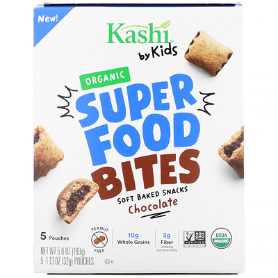 

Kashi By Kids, Organic Super Food Bites, Chocolate, 5 Pouches, 1.13 oz (32 g ) Each