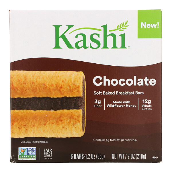 Kashi‏, Soft Baked Breakfast Bar, Chocolate, 6 Bars, 1.2 oz (35 g ) Each