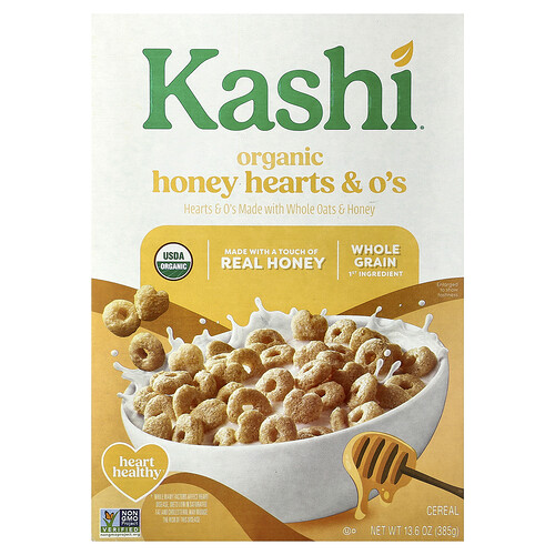 Kashi, Organic Cereal, Honey Hearts & O's, 13.6 oz (385 g)