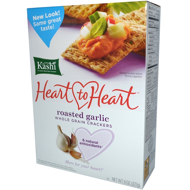 Kashi, Heart to Heart, Roasted Garlic Whole Grain Crackers, 8 oz (227 g