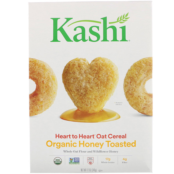 Kashi, Heart to Heart Oat Cereal, Organic Honey Toasted, 12 oz (340 g)