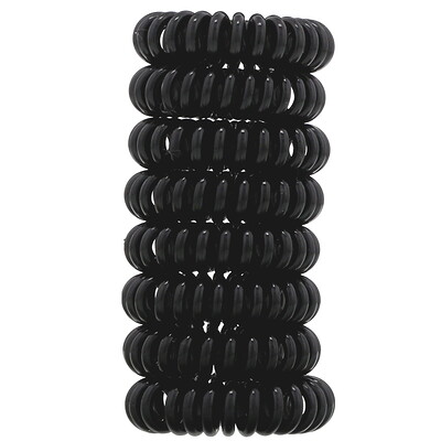 Kitsch Спиральные резинки для волос, черные, 8 шт.