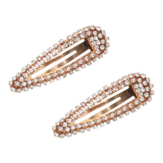 Kitsch, Rhinestone Snap Clips, Rose Gold, 2 Pieces 