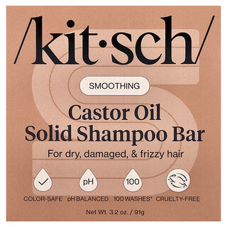 Kitsch, Castor Oil Smoothing Solid Shampoo Bar, For Dry, Damaged, & Frizzy Hair, Sugared Amber, 3.2 oz (91 g)