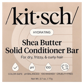 Kitsch, Barra de acondicionador sólido hidratante, Manteca de karité, Ámbar azucarado y karité, 1 barra, 77 g (2,7 oz)
