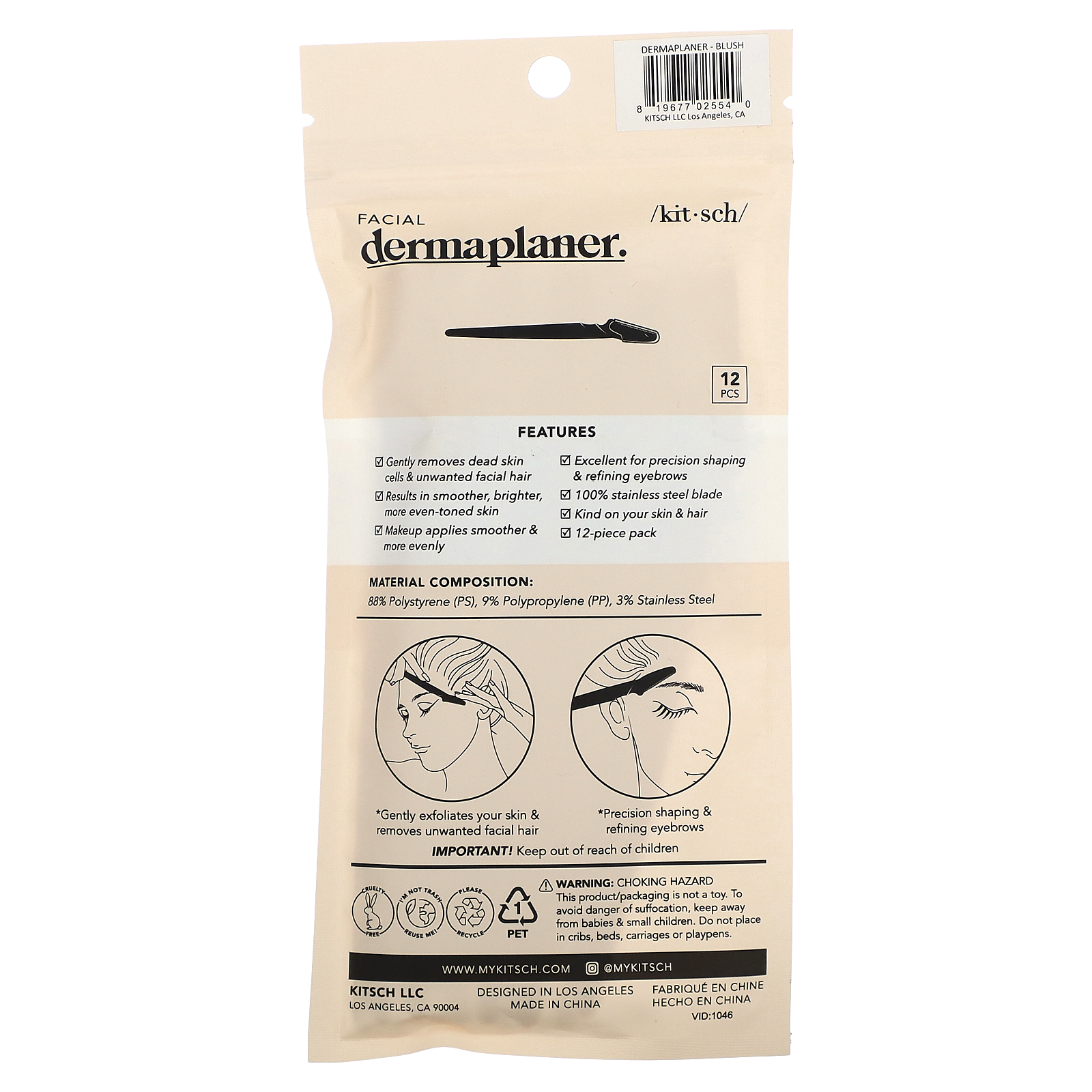 Kitsch, Facial Dermaplaner, 12 pcs