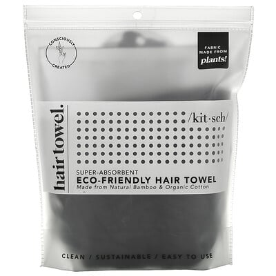 

Kitsch Super-Absorbent Eco-Friendly Hair Towel Black 1 Piece