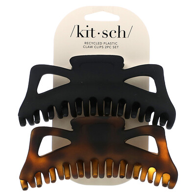 Product Image for Kitsch, Jumbo Classic Claw Clips, Black & Tort, 2pc Set