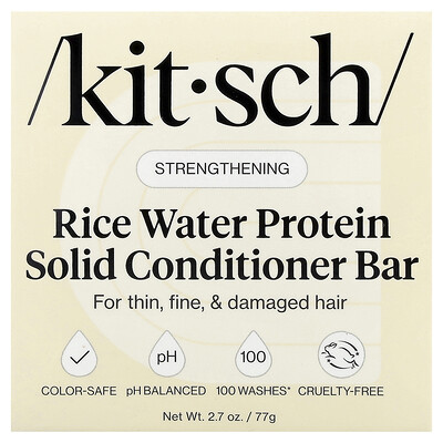 Kitsch, Barra de acondicionador sólido fortalecedor, Proteína de agua de arroz, Té blanco y mandarina, 1 barra, 77 g (2,7 oz)