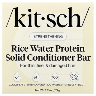 Kitsch, Rice Water Protein Solid Conditioner Bar, Strengthening, For Thin, Fine, & Damaged Hair, White Tea & Mandarin, 2.7 oz (77 g)