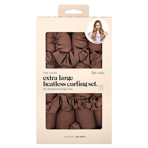 Kitsch The Satin Heatless Curling Set, Extra Large, Chocolate, 1 Set