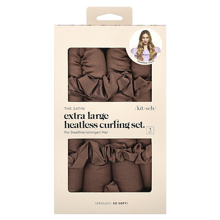 Kitsch, The Satin Heatless Curling Set, Extragrande, Chocolate, 1 set