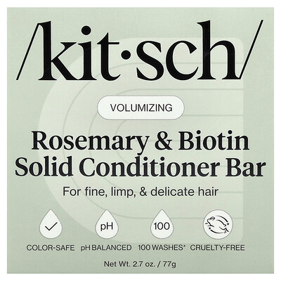 Kitsch, Acondicionador en barra sólido voluminizador, Romero y biotina, Lavanda y vainilla, 77 g (2,7 oz)