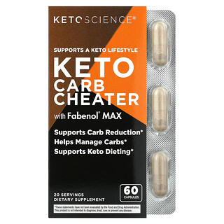 Keto Science, Keto Carb Cheater com Fabenol Max, 60 Cápsulas