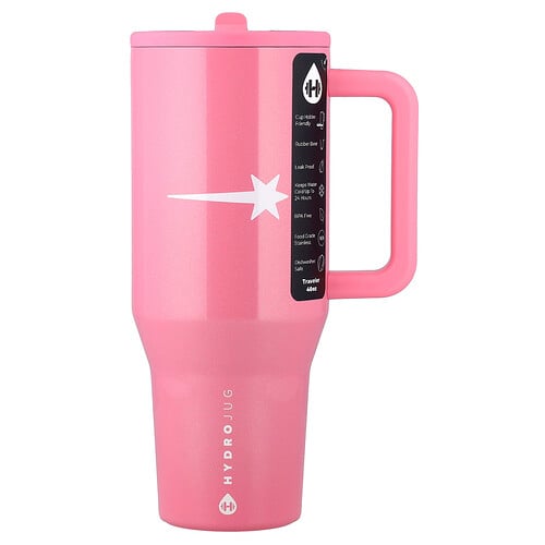k2o by Kylie Jenner, Traveler Tumbler von Hydrojug, Erdbeer-Lychee, 40 fl oz