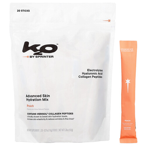K2o By Sprinter Advanced Skin Hydration Mix, Peach, 20 Sticks, 0.27 oz (7.6 g) Each