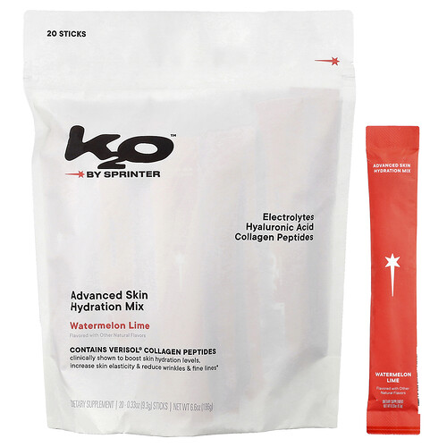 k2o by Kylie Jenner, Advanced Skin Hydration Mix, Watermelon Lime, 20 Sticks, je 9,3 g