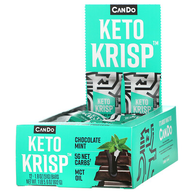 Keto Krisp Protein Bar, шоколадно-мята, 12 батончиков, 51 г (1,8 унции)