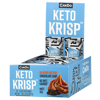 Keto Krisp, Protein Bar, шоколадная крошка с миндальным маслом, 12 батончиков, 51 г (1,8 унции)