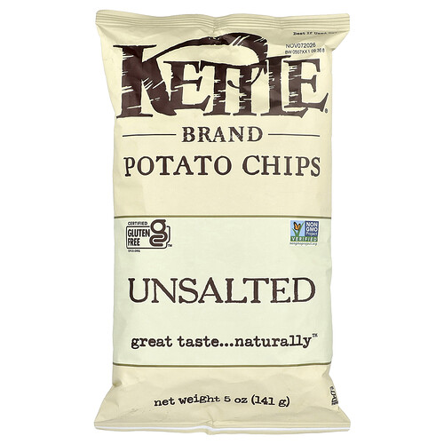 Kettle Foods, Potato Chips, Unsalted, 5 oz (141 g)