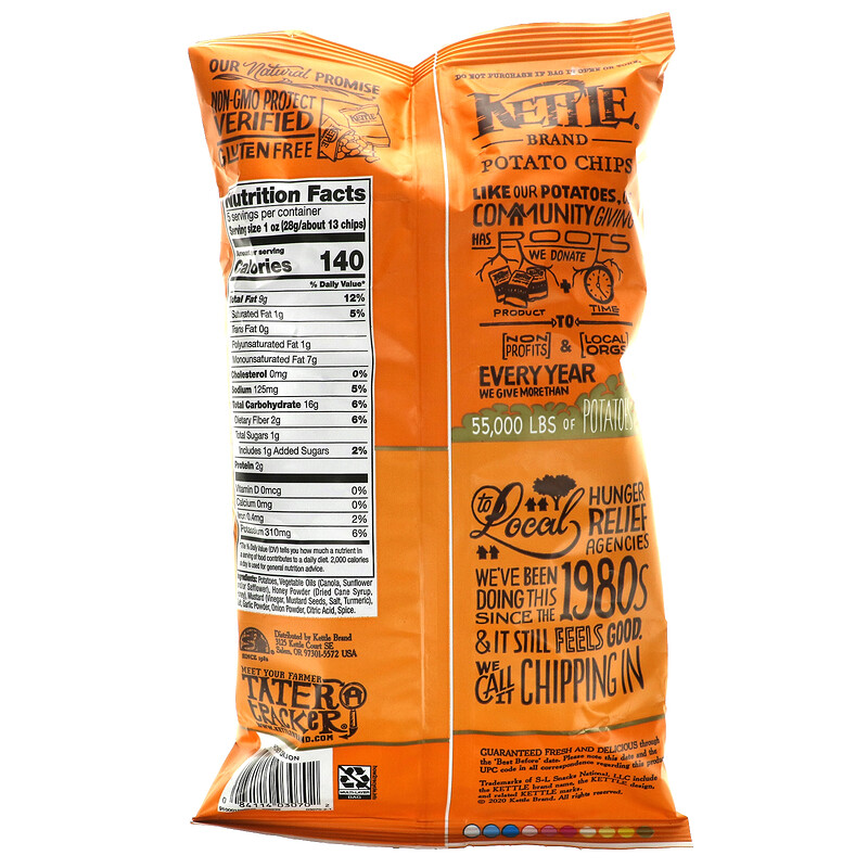Kettle Foods, Картофельные чипсы, мед и дижонская горчица, 5 унц. (141