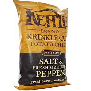 Отзывы о Кэттл фудс, Krinkle Cut Potato Chips, Salt & Fresh Ground Pepper, 13 oz (369 g)