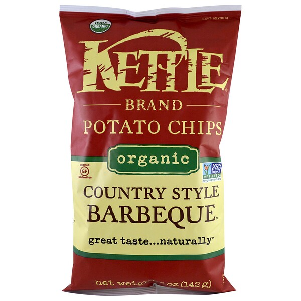 Kettle Foods‏, رقائق البطاطا العضوية، باربيكيو على الطريقة الريفية، 5 أونصة (142 غ)