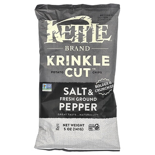Kettle Foods, Chips de pommes de terre Krinkle Cut™, Sel et poivre fraîchement moulu, 141 g